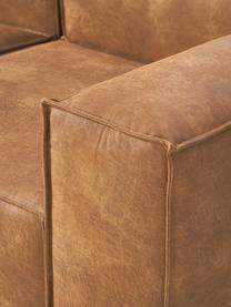 Modulares Ecksofa Lennon aus recyceltem Leder, Bezug: Recyceltes Leder (70 % Le, Gestell: Massives Holz, Sperrholz, Füße: Kunststoff Dieses Produkt, Leder Braun, B 327 x T 180 cm, Eckteil links