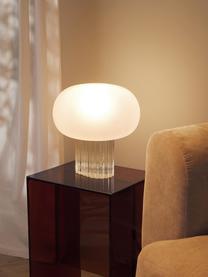 Tafellamp Makoto van glas, Lampenkap: opaalglas, Lampvoet: glas, Wit, semi-transparant, Ø 28 x H 30 cm