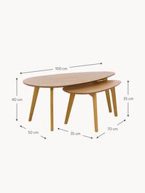 Set de mesas de centro de roble Bloom, 2 uds., Tablero: fibras de densidad media , Patas: madera de roble, Roble, Set de diferentes tamaños