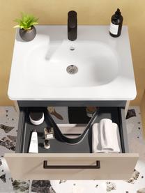 Lavabo con mobiletto con finitura lucida Orna, Maniglie: metallo rivestito, Greige, Larg. 60 x Alt. 67 cm