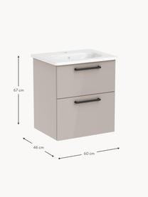 Lavabo con mobiletto con finitura lucida Orna, Maniglie: metallo rivestito, Greige, Larg. 60 x Alt. 67 cm