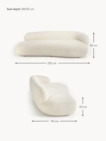 Sofa Alba (3-Sitzer) aus Teddy-Bouclé, Bezug: 100 % Polyester Der strap, Gestell: Massives Fichtenholz, Kie, Füße: Kunststoff Dieses Produkt, Teddy-Bouclé Off White, B 235 x T 114 cm, Rückenlehne links