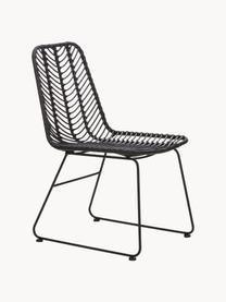 Krzesło z polirattanu Providencia, Stelaż: metal malowany proszkowo, Czarny, S 47 x G 63 cm