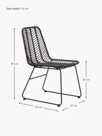Krzesło z polirattanu Providencia, Stelaż: metal malowany proszkowo, Czarny, S 47 x G 63 cm