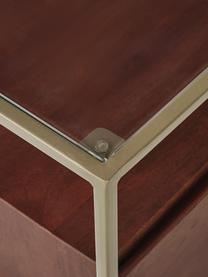 Nachttisch Theodor mit Schublade, Tischplatte: Glas, Gestell: Metall, pulverbeschichtet, Mangoholz, Braun, B 45 x H 50 cm
