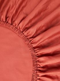 Drap-housse en satin de coton pour sommier tapissier Comfort, Rouge rouille, larg. 90 x long. 200 cm, haut. 35 cm