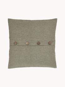 Housse de coussin 45x45 Blanche, 60 % polyester, 25 % coton, 15 % lin, Vert, larg. 45 x long. 45 cm