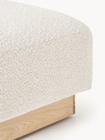 Sofa-Hocker Natalie aus Teddy-Bouclé, Bezug: Teddy-Bouclé (100 % Polye, Gestell: mitteldichte Holzfaserpla, Sockel: Massives Buchenholz, lack, Teddy-Bouclé Off White, helles Buchenholz, B 91 x T 107 cm