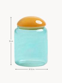Boîte de rangement artisanale en verre borosilicaté Puffy, Verre borosilicate, Orange, turquoise, Ø 12 x haut. 18 cm