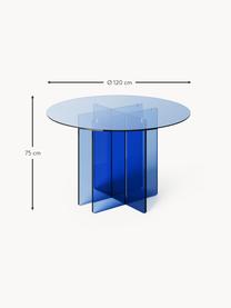 Table de salle à manger ronde en verre Anouk, Ø 120 cm, Verre, Bleu, Ø 120 cm