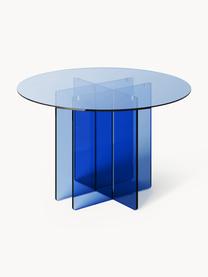 Mesa de comedor redonda de vidrio Anouk, Ø 120 cm, Vidrio, Azul, Ø 120 cm