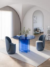 Ronde Glazen eettafel Anouk, Ø 120 cm, Glas, Blauw, Ø 120 cm