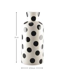 Gepunktete Vase Pois aus Steingut in Schwarz-Weiss, Steingut, Schwarz, Weiss, Ø 14 x H 31 cm