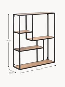 Mensola Seaford, Ripiani: pannelli MDF (fibra a med, Struttura: metallo verniciato a polv, Beige effetto legno, nero, Larg. 75 x Alt. 91 cm