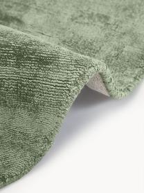 Tappeto rotondo in viscosa fatto a mano Jane, Retro: 100% cotone, Verde scuro, Ø 150 cm (taglia M)