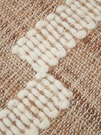 Handgemaakte jute deurmat Kerala met franjes, 68% jute, 23% katoen, 9% wol, Bruin, crèmewit, B 50 x L 80 cm
