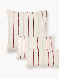 Taie d'oreiller en percale de coton Arabella, Tons rouges, blanc crème, larg. 50 x long. 70 cm