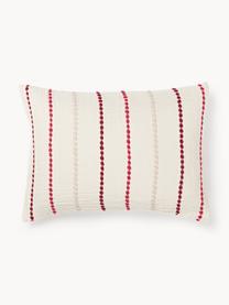 Taie d'oreiller en percale de coton Arabella, Tons rouges, blanc crème, larg. 50 x long. 70 cm