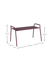 Banc de jardin métal rouge Dalya, Acier, revêtement par poudre, Rouge bordeaux, mat, larg. 88 x haut. 51 cm