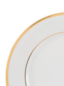 Assiette plate porcelaine bord doré Ginger, 6 pièces, Porcelaine, Blanc, couleur dorée, Ø 27 cm