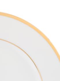 Assiette plate porcelaine bord doré Ginger, 6 pièces, Porcelaine, Blanc, couleur dorée, Ø 27 cm