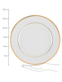 Assiette plate porcelaine bord doré Ginger, 6 pièces, Porcelaine, Blanc, couleur dorée, Ø 27 cm