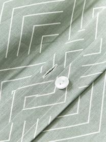 Housse de couette en coton à motif graphique Milano, Vert sauge, larg. 200 x long. 200 cm