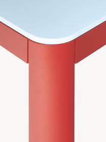 Ausziehbarer Esstisch Samos, in verschiedenen Größen, Tischplatte: Mitteldichte Holzfaserpla, Beine: Massives Buchenholz, Hellblau, Rot, B 80/120 x T 80 cm
