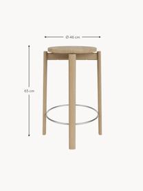 Tabouret en chêne Passage, Bois de chêne, acier, Ø 46 x haut. 65 cm