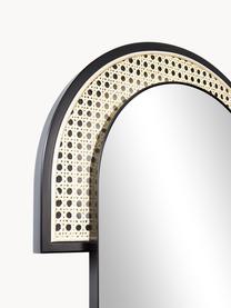 Ovaler Wandspiegel Esma mit Wiener Geflecht, Rahmen: Metall, Rattan, Rückseite: Mitteldichte Holzfaserpla, Spiegelfläche: Spiegelglas, Schwarz, Beige, B 43 x H 75 cm
