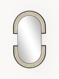Oválné nástěnné zrcadlo s vídeňskou pleteninou Esma, Černá, béžová, Š 43 cm, V 75 cm