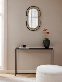 Espejo de pared ovalado con tejido vienés Esma, Parte trasera: tablero de fibras de dens, Espejo: cristal, Negro, beige, An 43 x Al 75 cm