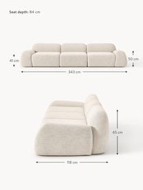 Modulares Sofa Wolke (4-Sitzer) aus Bouclé, Bezug: Bouclé (96 % Polyester, 4, Bouclé Hellbeige, B 343 x T 118 cm