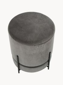 Tabouret en velours Haven, Velours gris, noir, ∅ 38 x haut. 45 cm