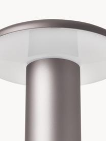 Kleine mobile LED-Tischlampe Takku, dimmbar, Metall, beschichtet, Taupe, Ø 18 x H 19 cm