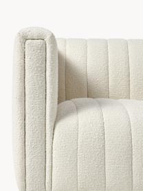 Canapé 3 places tissu bouclé blanc crème avec pieds en bois Antonio, Tissu bouclé blanc crème, larg. 217 x haut. 71 cm