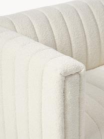 Bouclé-Sofa Antonio (3-Sitzer) mit Holz-Füssen, Bezug: Bouclé (100 % Polyester) , Gestell: Massives Holz, Sperrholz, Bouclé Cremeweiss, B 217 x T 89 cm