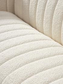 Canapé 3 places tissu bouclé blanc crème avec pieds en bois Antonio, Tissu bouclé blanc crème, larg. 217 x haut. 71 cm