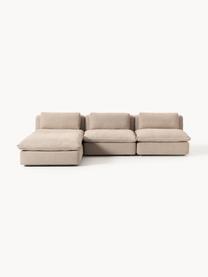 Modulares Ecksofa Felix mit Hocker, Bezug: 100 % Polyester Der strap, Gestell: Massives Kiefern- und Fic, Webstoff Beige, B 300 x T 210 cm