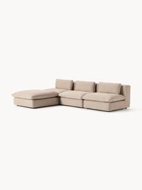 Modulares Ecksofa Felix mit Hocker, Bezug: 100 % Polyester Der strap, Gestell: Massives Kiefern- und Fic, Webstoff Beige, B 300 x T 210 cm