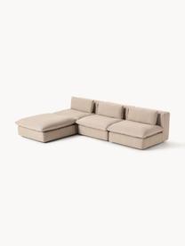 Narożna sofa modułowa z pufem Felix, Tapicerka: 100% poliester Dzięki tka, Nogi: tworzywo sztuczne Ten pro, Beżowa tkanina, B 300 x T 210 cm