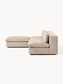 Modulares Ecksofa Felix mit Hocker, Bezug: 100 % Polyester Der strap, Gestell: Massives Kiefern- und Fic, Webstoff Beige, B 300 x T 210 cm