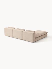 Modulares Ecksofa Felix mit Hocker, Bezug: 100 % Polyester Der strap, Gestell: Massives Kiefern- und Fic, Webstoff Beige, B 300 x T 210 cm