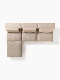 Modulares Ecksofa Felix mit Hocker, Bezug: 100 % Polyester Der strap, Gestell: Massives Kiefern- und Fic, Webstoff Beige, B 300 x T 210 cm