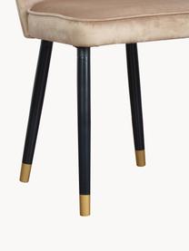 Sedia imbottita in velluto Monti, Rivestimento: velluto (100% poliestere), Gambe: legno, impiallacciato, Velluto beige, nero, dorato, Larg. 55 x Prof. 66 cm