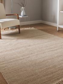 Tapis en laine tissé à la main avec franges Lars, 60 % laine, 20 % coton, 20 % polyester

Les tapis en laine peuvent perdre des fibres lors des premières semaines et des peluches peuvent se former, ce phénomène est naturel et diminue à mesure de votre usage et du temps, Beige, larg. 80 x long. 150 cm (taille XS)