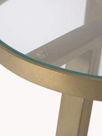 Stolik pomocniczy ze szklanym blatem Fortunata, Blat: szkło hartowane, Stelaż: metal szczotkowany, Transparentny, odcienie złotego, Ø 40 x W 51 cm