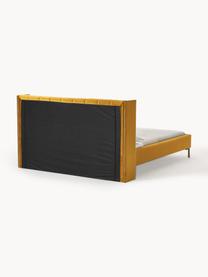 Zamatová čalúnená posteľ Dusk, Zamatová horčicová, Š 140 x D 200 cm