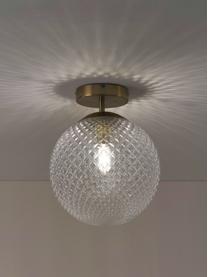 Lampada piccola da soffitto in vetro Lorna, Paralume: vetro, Baldacchino: metallo zincato, Trasparente, dorato, Ø 25 x Alt. 30 cm