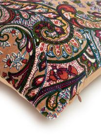 Fluwelen kussen Paisley, met vulling, Beige, multicolour, 45 x 45 cm